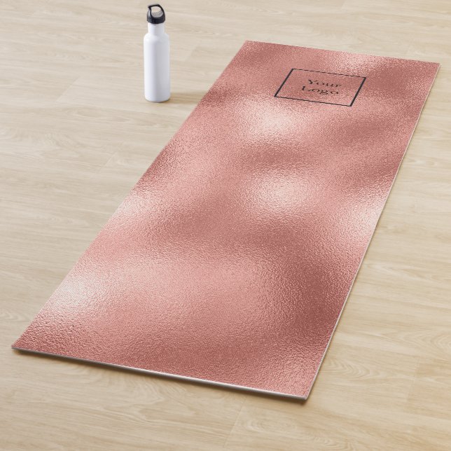 Company logo rose gold metallic business studio yoga mat (In Situ)