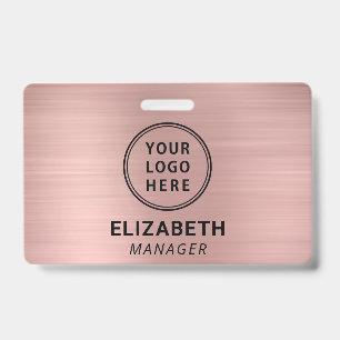 Company Logo Rose Gold Name ID Badge