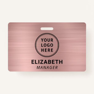 Company Logo Rose Gold Name ID Badge