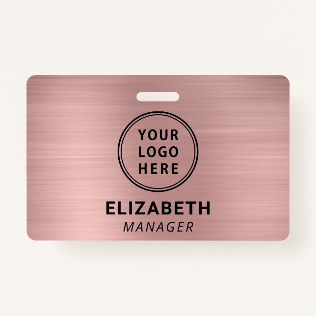 Company Logo Rose Gold Name ID Badge (Front)