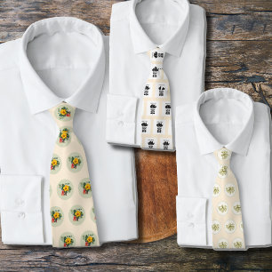 Company Logo Small Pattern Ecru Tie
