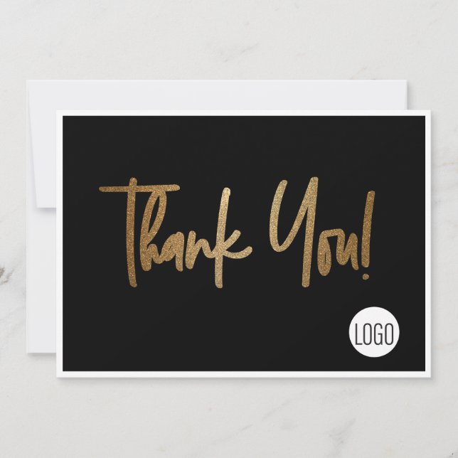 Company Logo Social Gold Black Thank you Invitation (Front)