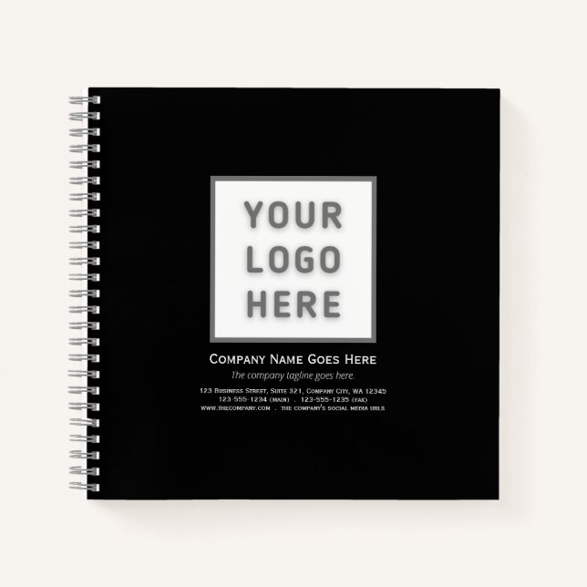 Company Logo Template Simple Black Business Square Notebook (Front)