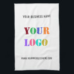 Company Logo Text Branded Kitchen Towel Example<br><div class="desc">Custom Colours and Fonts - Design Your Own Personalised Kitchen Towels example with Company Logo and Name Website or Custom Text Branded Promotional Business or Modern Personal Kitchen Towel template / Home Living Cooking Gifts / Corporate Gifts - Make Unique Your Own Design - Add Your Logo - Image -...</div>
