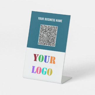Company Logo Text QR Code Pedestal Sign Template