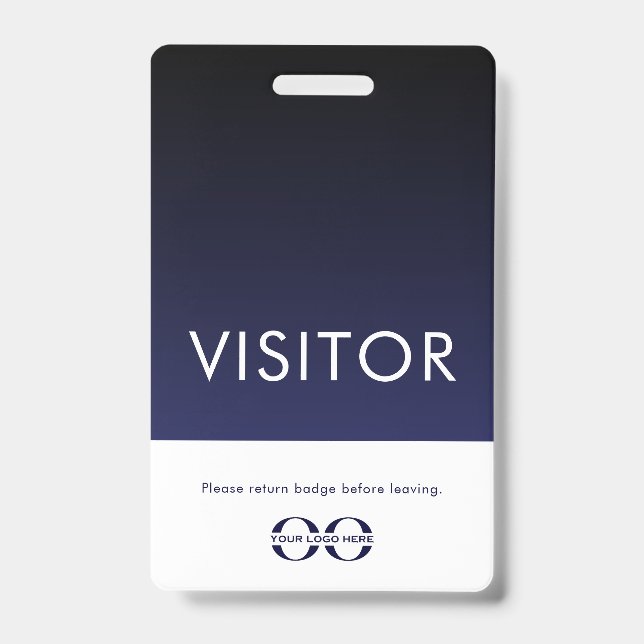 Company Logo Visitor Badge Navy Blue ID Badge (Front)