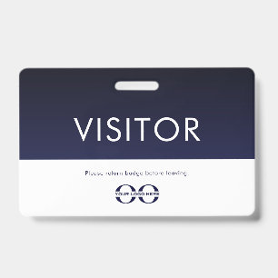 Company Logo Visitor Badge Navy Blue ID Badge