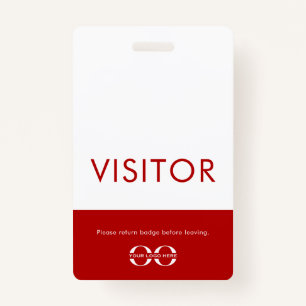 Company Logo Visitor Badge Red ID Badge