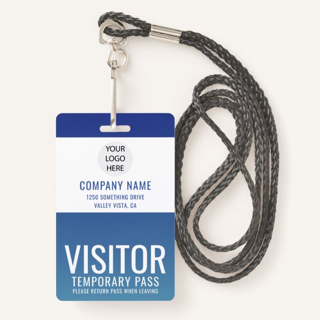 Company Logo Visitor Pass ID ID Badge (Front with Lanyard)