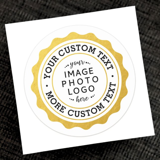 Company logo wavy border faux golden seal sticker (Creator Uploaded)
