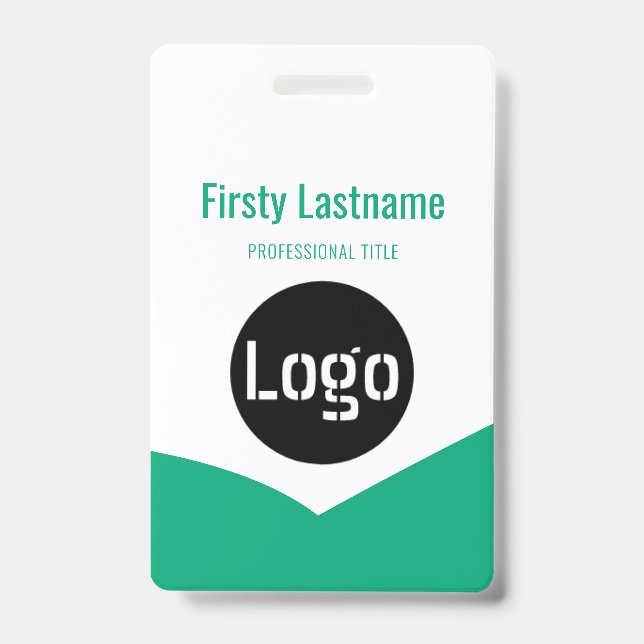 Company Logo with First and Last Names Bar Code Ba ID Badge (Front)