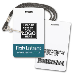 Company Logo with First and Last Names Bar Code ID Badge