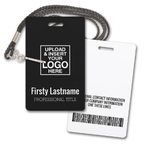Company Logo with First and Last Names Bar Code ID Badge