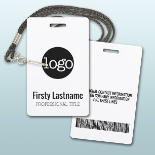 Company Logo with First and Last Names Bar Code ID Badge