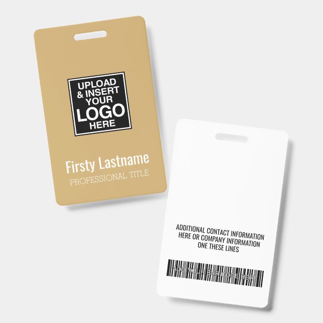Company Logo with First and Last Names Bar Code ID Badge (Front & Back)