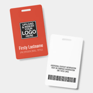 Company Logo with First and Last Names Bar Code ID Badge