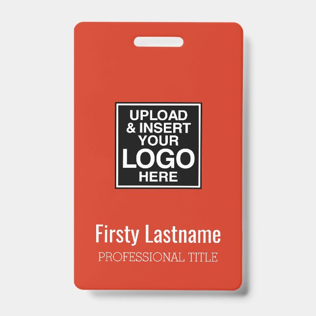 Company Logo with First and Last Names Bar Code ID Badge (Front)