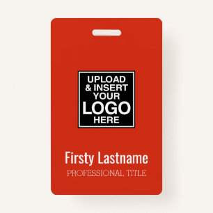Company Logo with First and Last Names Bar Code ID Badge