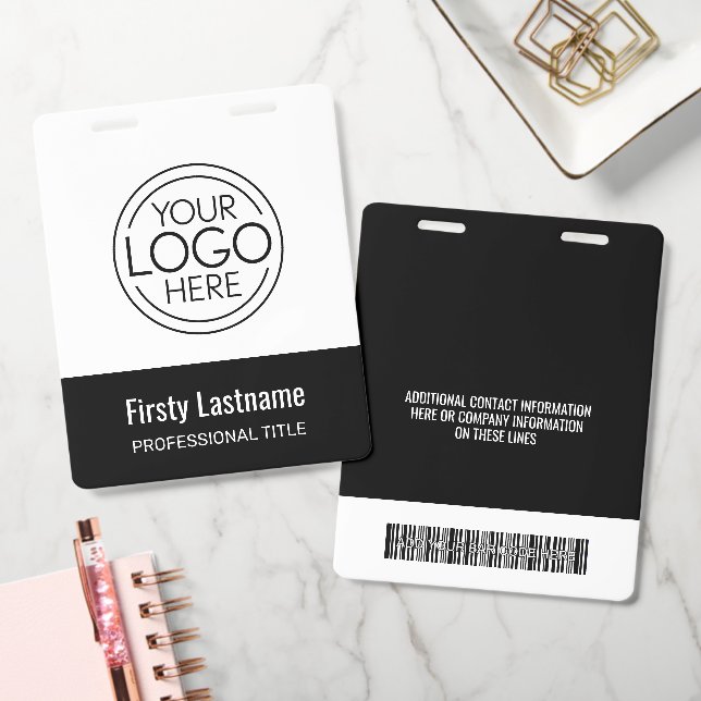Company Logo with First and Last Names Bar Code ID Badge (Office)