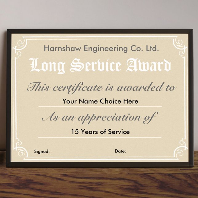 Company Long Service Award Certificate Poster (Creator Uploaded)