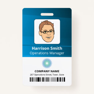 Company Manager Employee ID With Logo And Barcode ID Badge