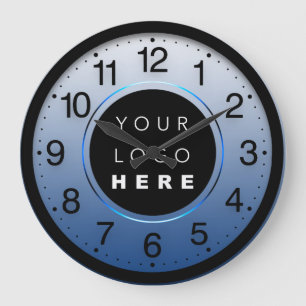 Company Minimalism Blue Navy Custom Logo Large Clock