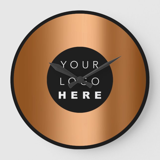 Company Minimalism Copper Honey Custom Logo Large Clock (Front)