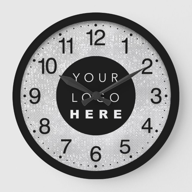 Company Minimalism  Custom Logo Grey Silver Large Clock (Front)