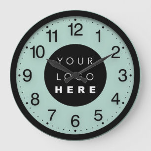Company Minimalism Mint Green  Custom Logo Large Clock