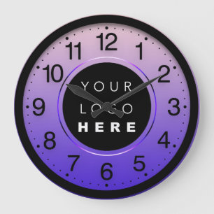 Company Minimalism Purple Rose Custom Logo Large Clock