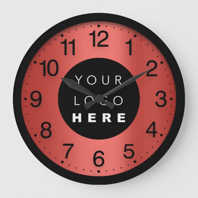 Company Minimalism Red Wine Custom Logo Large Clock (Front)