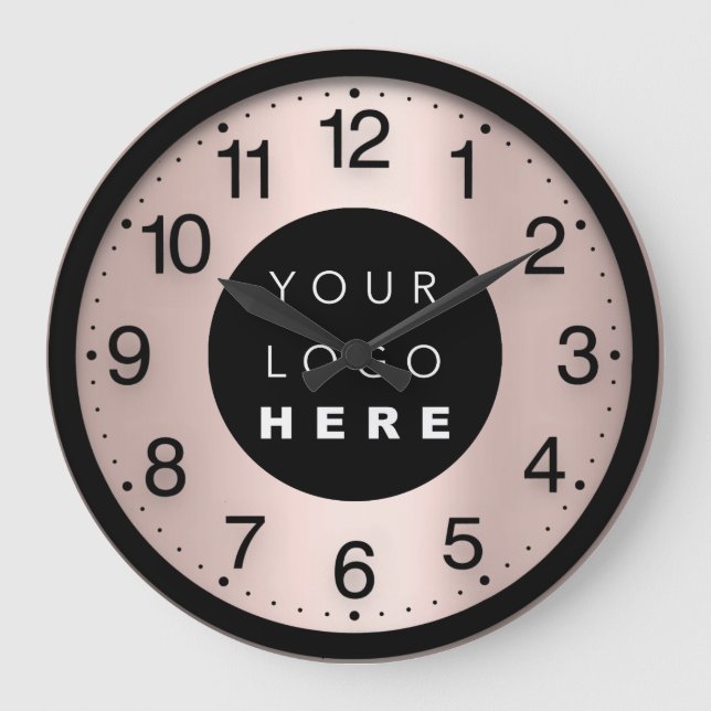 Company Minimalism Rose Blush Custom Logo Large Clock (Front)