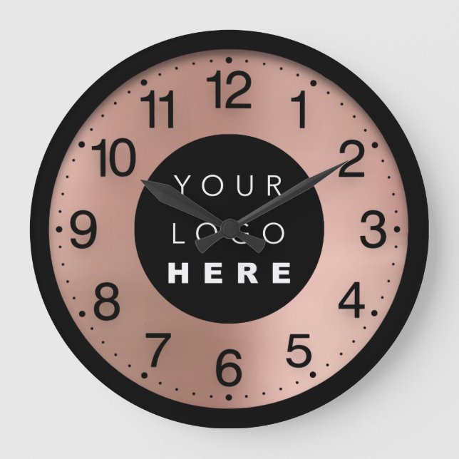 Company Minimalism Rose Blush Drips Logo Large Clock (Front)