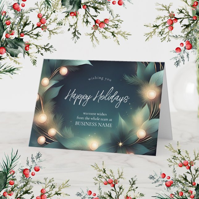 Company Modern Holiday Wreath Logo Thank You Card (Creator Uploaded)