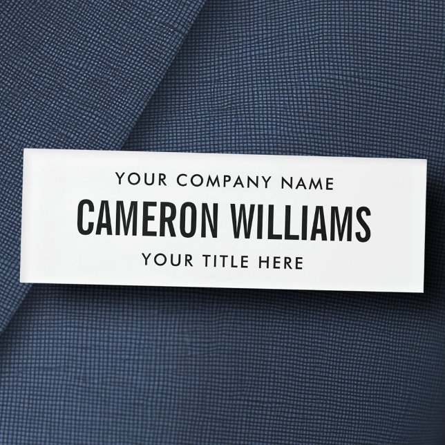 Company, name and title white magnetic tag (Company, name and title white magnetic name tag)