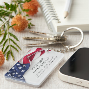 Company Name Business American Flag Key Ring