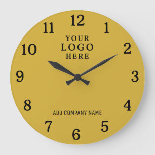 Company Name Business Logo Branded Promo Gold Large Clock