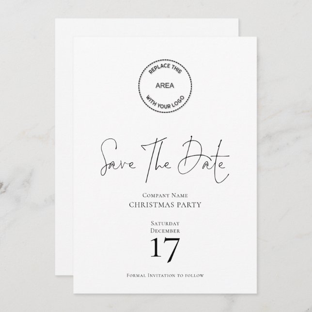 Company Name Logo Christmas Party Save the Date Invitation (Front/Back)