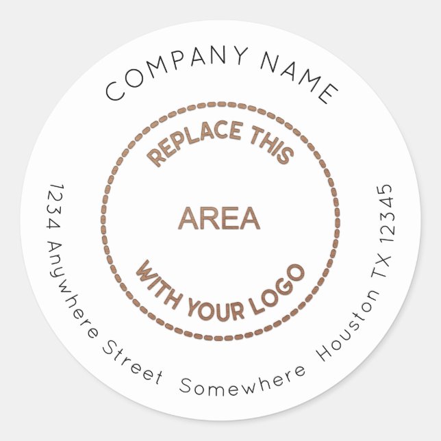 Company Name Logo Return Name Address Classic Round Sticker (Front)