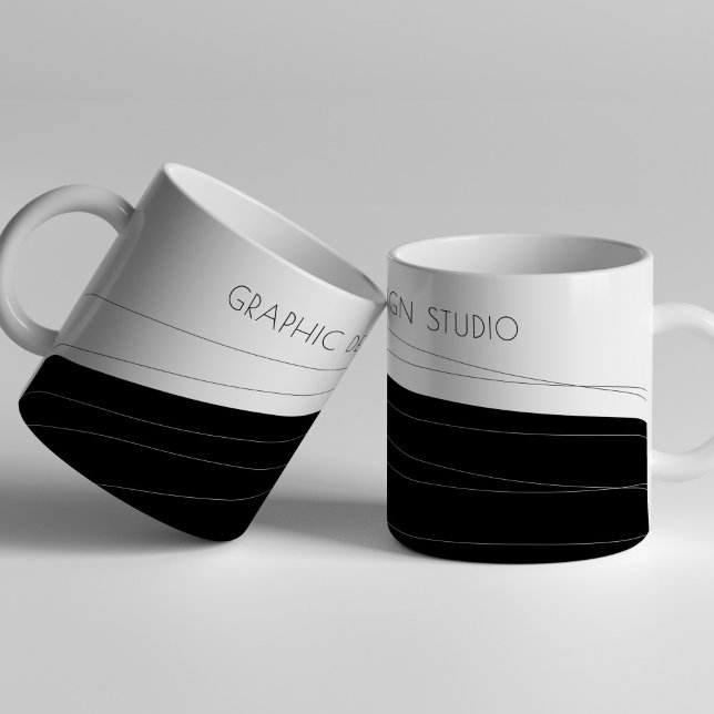 Company name modern black and white personalised coffee mug (Creator Uploaded)