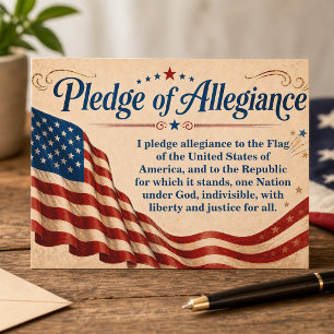 Company Name Pledge of Allegiance American Flag Postcard