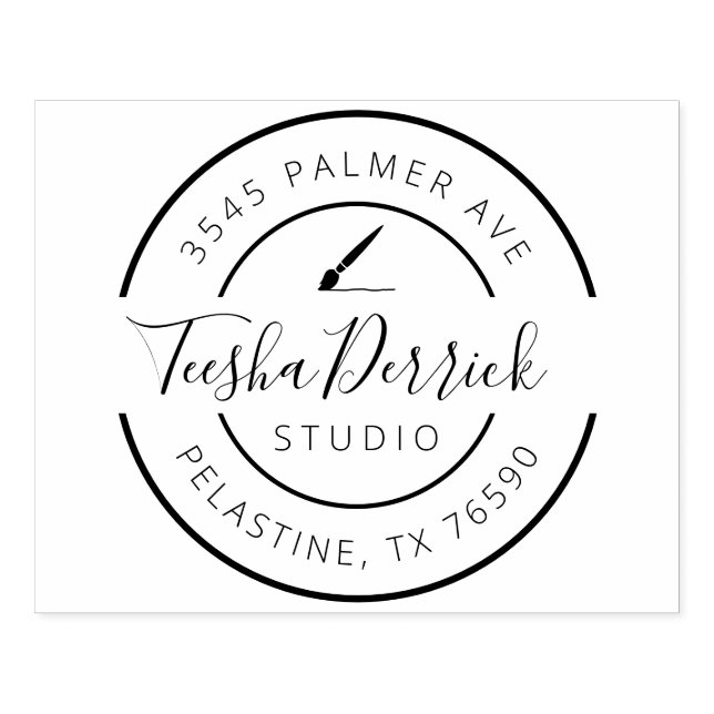 Company Name Return Address Round Logo Self-inking Rubber Stamp (Imprint)