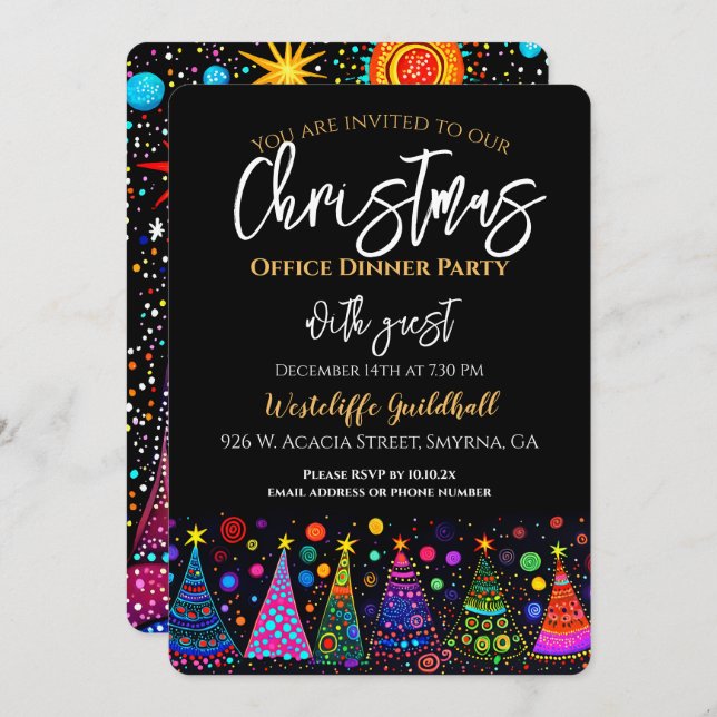Company Office Christmas Tree Party Invitation (Front/Back)
