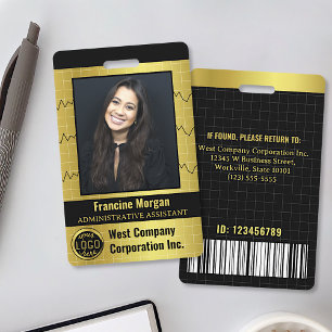 Company Office Employee Custom Photo Bar Code Logo ID Badge