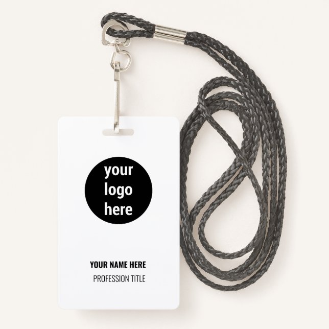 Company Office Employee Recognition Business Logo ID Badge (Front with Lanyard)