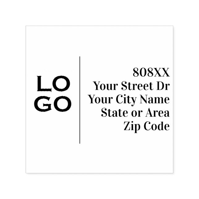 Company or Business Custom Logo & Address Self-inking Stamp (Design)