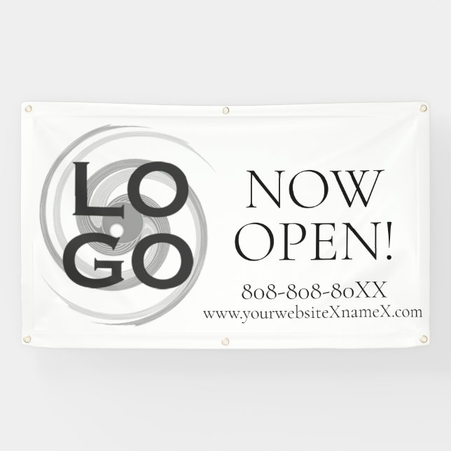 Company or Business Custom Logo Now Open Sign (Horizontal)