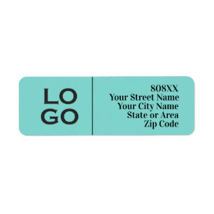Company or Business Custom Logo on Aqua Return Address Label