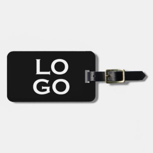 Company or Business Custom Logo on Black Luggage Tag
