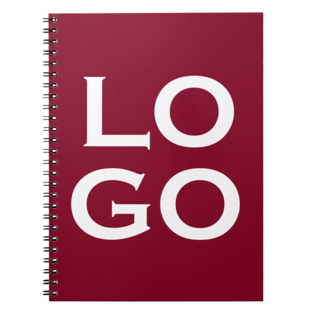Company or Business Custom Logo on Burgundy Notebook (Front)